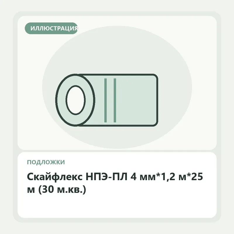 Иллюстрация: Скайфлекс НПЭ-ПЛ 4 мм*1,2 м*25 м (30 м.кв.)